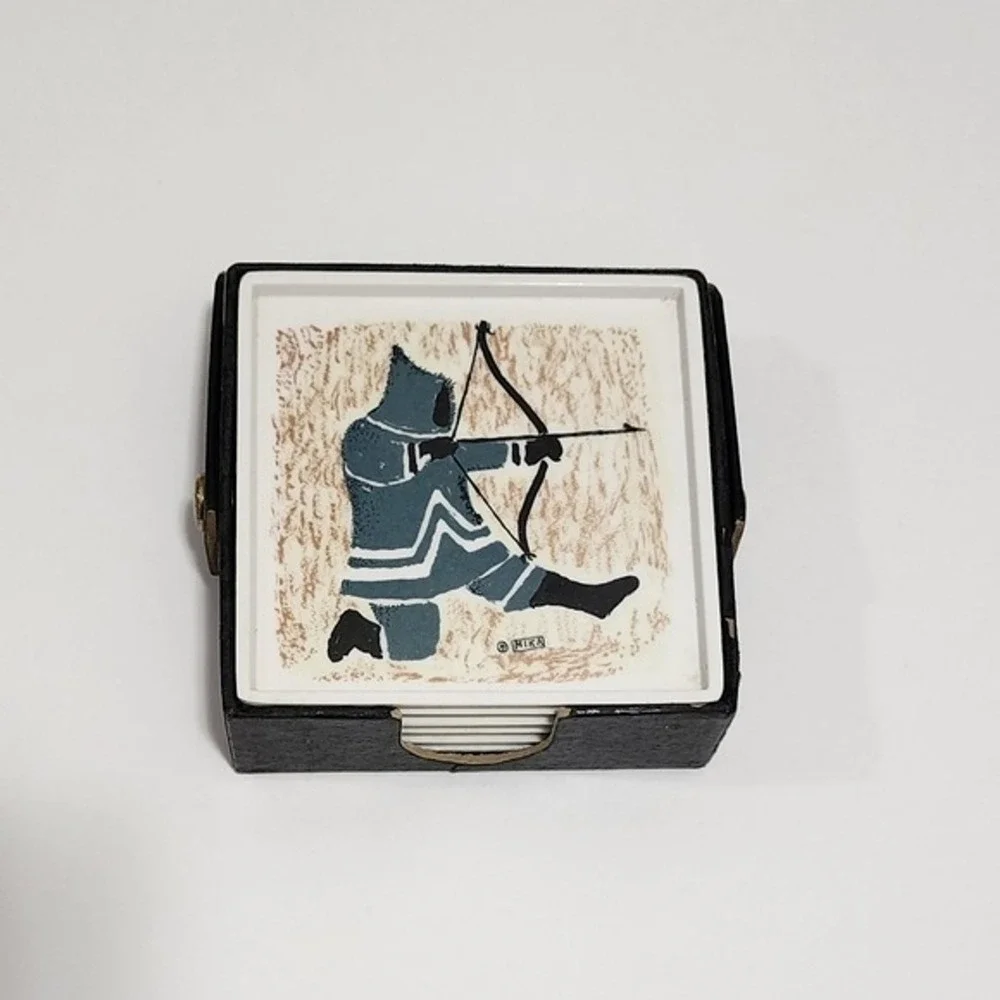 Vintage Ornamin by Ornamold Montreal‎ Plastic Coasters Set Made In Canada